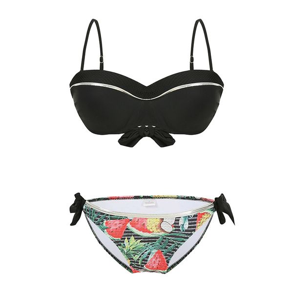 

new swimsuit bikini women's steel bracket hard wrapped mesh splicing with steel bracket without breast pad, White;black