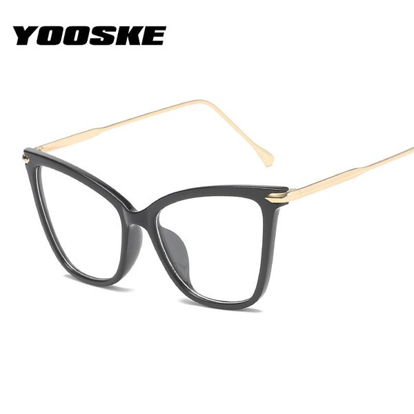 

yooske lady cat eye glasses frames women trend brand designer oversized optical myopia eyeglasses fashion computer eyewear, Black