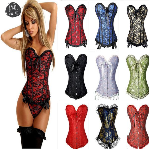 

body corsets women x steampunk clothing gothic plus size lace up boned overbust bustier waist cincher solid lingerie 6xl, Black;white