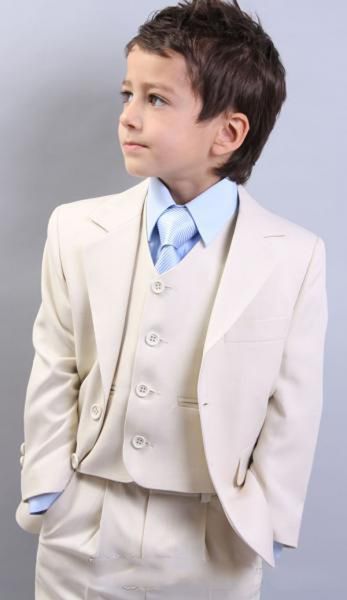 

three pieces wedding boys tuxedos notched collar two button boy formal wear kids suits for prom party beige teens suit custom made, Black