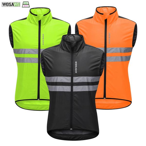 

wosawe high visibility cycling vest safety reflective vest night riding protect jacket pocket breathable motorcycle bicycle, Black
