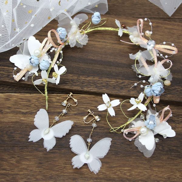 

taobao flower hair band butterfly headwear suit wedding decoration accessories bride ornaments short hair decorate, Silver
