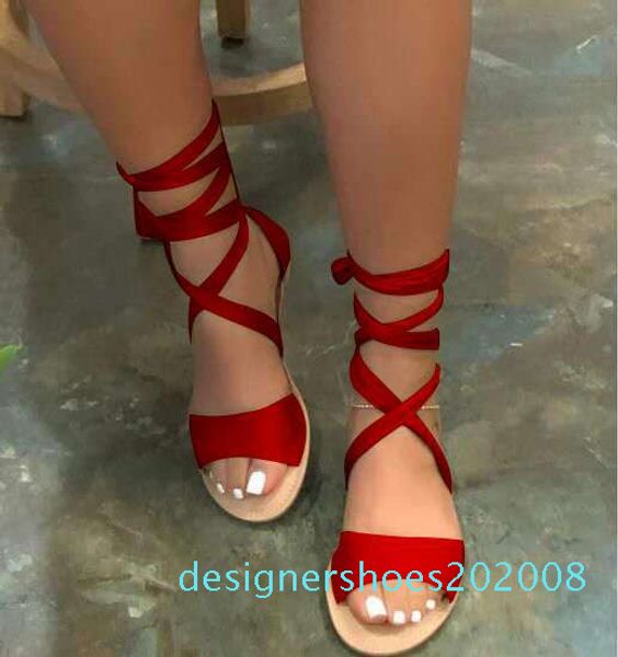 

2020 fashion spring summer women sandals ankle strap shoes casual over heel flat sandals d08, Black