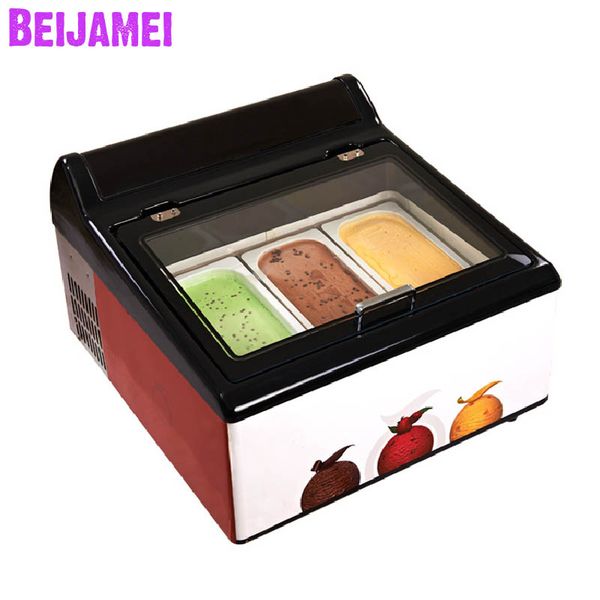 Beijamei Kleine Tisch-Eiscreme-Gelato-Vitrine, kleine italienische Eis-Gefrierschrank-Obst-Eiscreme-Vitrine