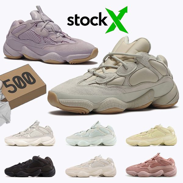 

С коробка + запас х тег Kanye запад Soft Видение 500 Bone Белый камень Супер Луна Желтый Соль Полезность Черный кроссовки кроссовки инструкторов