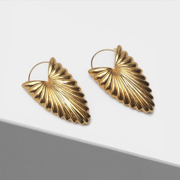 

large gold pendant retro street style pendant drop earrings c18122801, Golden