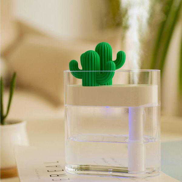 

ultrasonic air humidifier clear cactus color light 160ml usb diffuser car purifier aroma diffusor anion mist maker