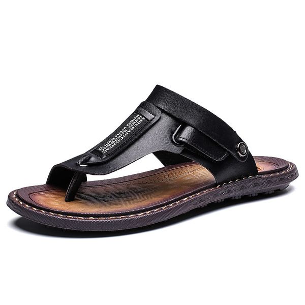 

sandals 2021 fashion beach flip fliops men summer shoes non-slip black brown flat male footwear ka2399