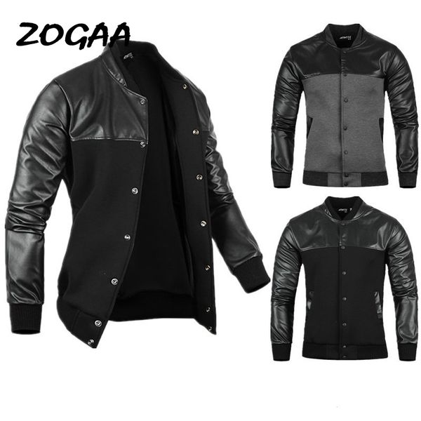 

zogaa man jacket autumn mens pu leather stitching black/grey leisure jackets skim casual outerwear mens jackets and coats 2019, Black;brown