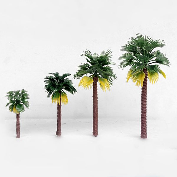 

10pcs 7/9/12/15cm plastic coconut palm tree train railroad architecture diorama tree model decor kits accessories