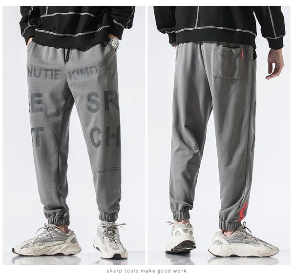 

мужские грузовые шаровары drawstring брюки весна осень письмо принт дизайнер подростки уличный стиль брюки мужчины повседневная одежда, Black