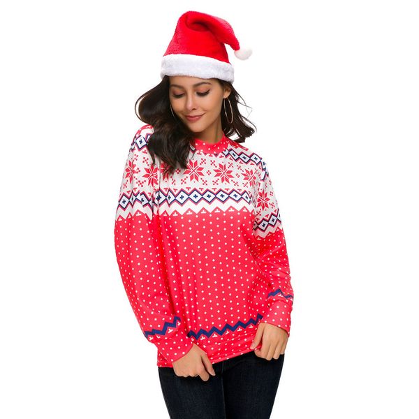 

feitong womens sweatshirt christmas printed pullovers long sleeve o-neck autumn winter sweatshirt warm jumper pullover 2019, Black