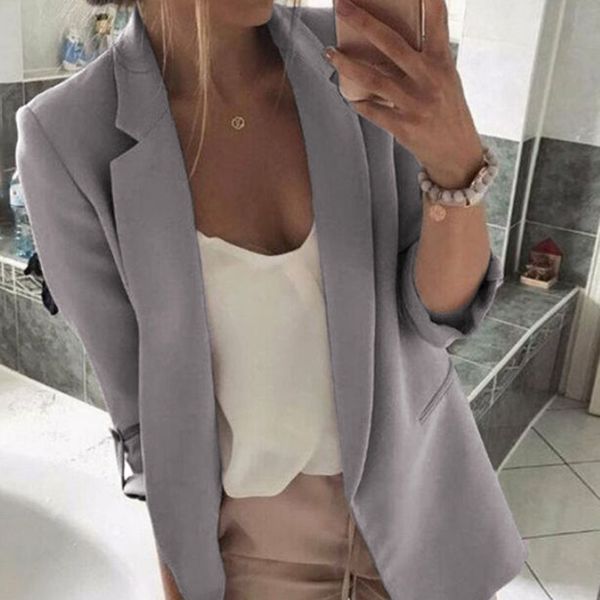 

for 2019 fashion newly droppshiping women solid color casual bazer suit office work long sleeve slim coat d88, White;black