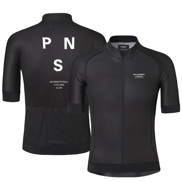 

pro team pns 2019 summer short sleeve cycling jersey for men quick dry bicycle mtb bike clothing wear silicone non-slip, Black