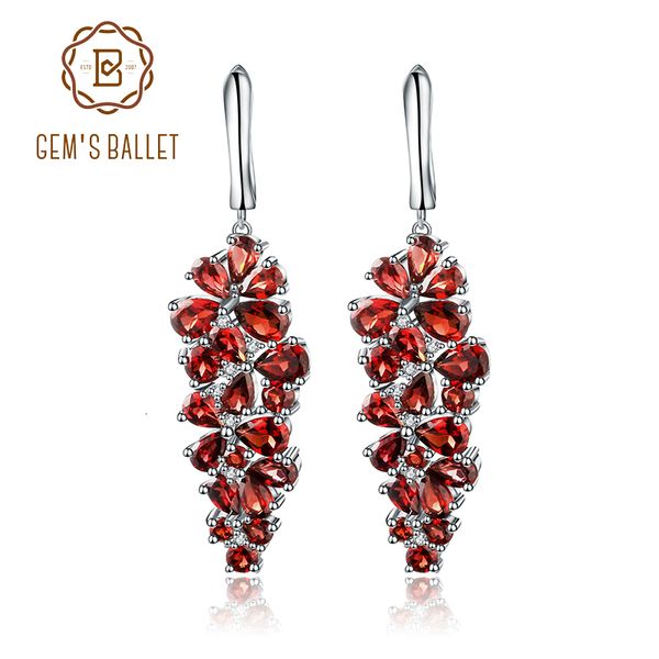 

балет драгоценного камня 4.31 ct натуральный красный гранат драгоценный камень серьги твердые стерлингового серебра 925 изящных ювелирных из, Golden