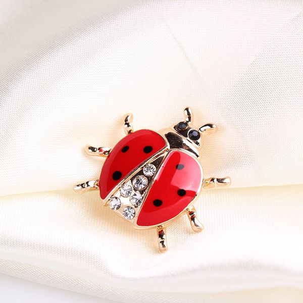 Spilla di cristallo coccinella Spille Smalto Insetto risvolto Spilla Corpetto Gioielli di moda per uomo Donna Regalo di Natale volontà e sabbia