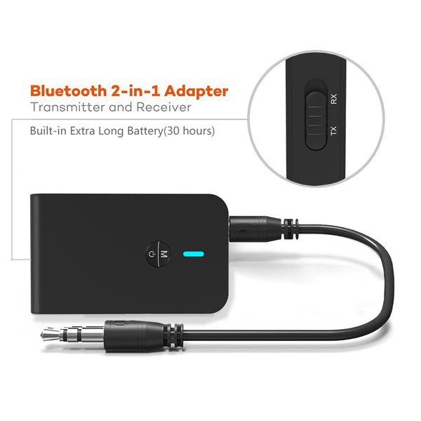 

turn a non-bluetooth tv pc built-in battery for up to 10 hours use transmitter ideal for home or vehicle music receiver
