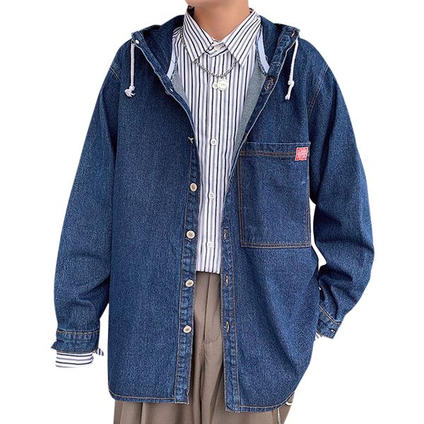 

blue denim jackets autumn casual men long sleeve outerwear coats loose men bomber jacket jean jacket male, Black;brown