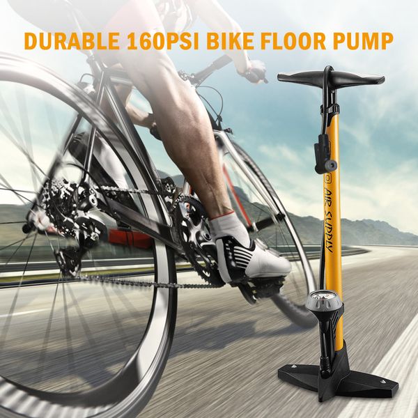 

high pressure bike floor pump 160psi bicycle pump with pressure gauge for presta and schrader valve cycling accessories
