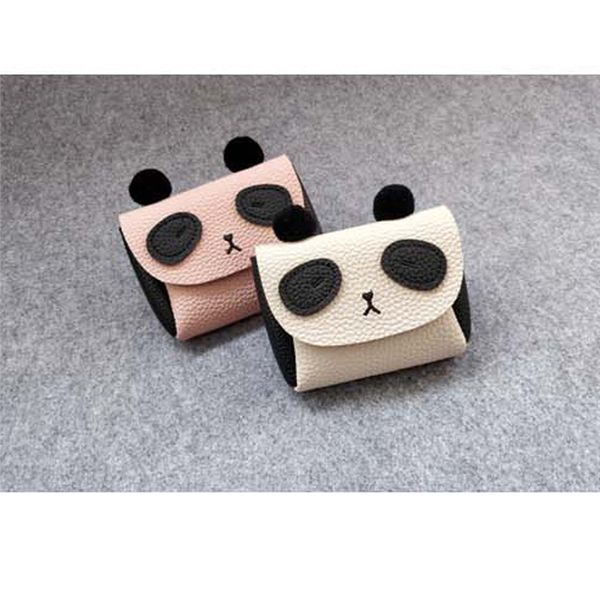 

children's coin purse pu leather cute fashion cartoon panda design long strap crossbody bag baby mini phone shoulder bag 2020, White
