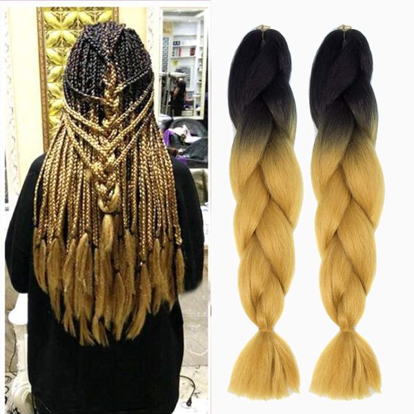 Ombre Jumbo Braiding Hair Synthetic Two Or Three Tone Hair Color