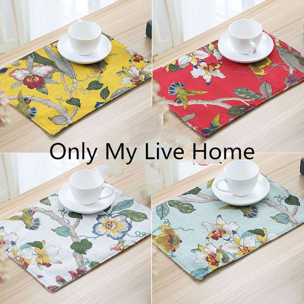 

последние цветок птицы рождество таблица placemat китайский хлопок белье украшение placemats прямоугольник обеденный стол мат protector pad