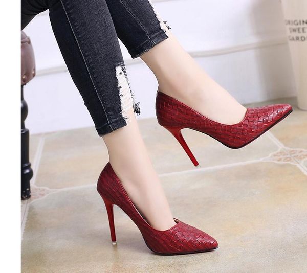 

2020 spring and autumn with new style fashion high heel fine heel pointed end women's shoes @mqwbh794, Black