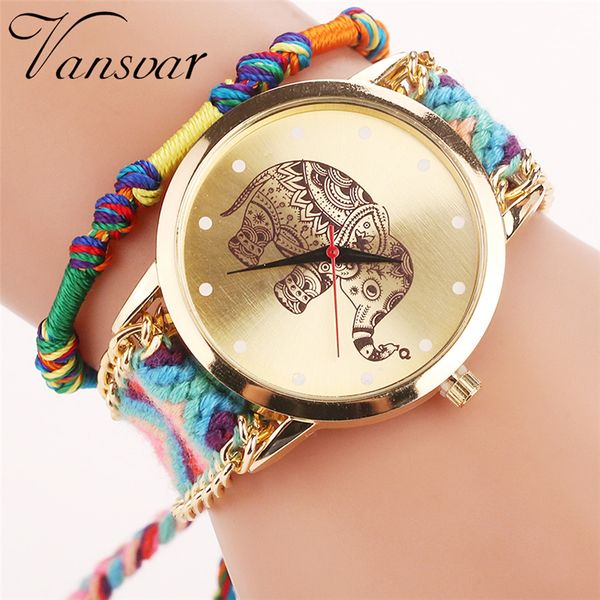 

vansvar watch for women stylish handmade ladies vintage quartz wristwatch elephant friendship womens watches relogios feminino, Slivery;brown