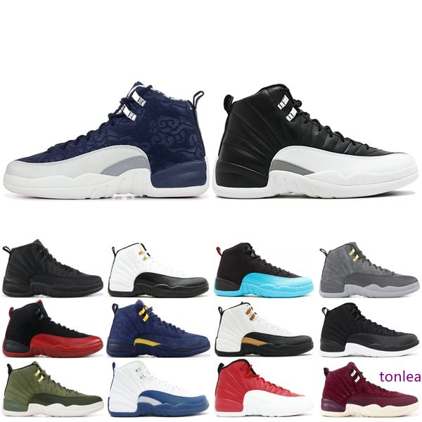 

новый 12 12s мужчины баскетбол чистка gym красный мичиган темно-серый мастер ovo wool xii mens designer спорт sneaker тренеры 40-47