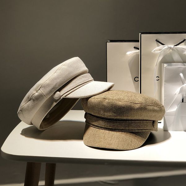 

casual cotton and linen navy hat female spring and summer breathable korean beret hats women british flat cap wholesale ns1667, Blue;gray