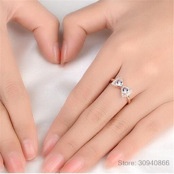 

bow knot anniversary cubic zirconia rings 925 sterling silver rings for women silver 925 jewelry fine jewelry
