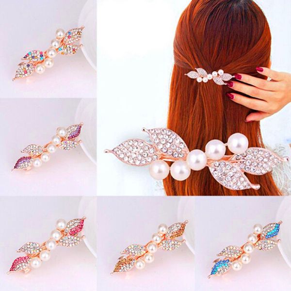

клип женщины девушки моды кристалл rhinestone pearl волос коготь волос красоты цветок заколка шпильки tiara элегантные аксессуары для волос, Golden;silver