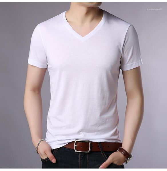 

teeneger tees solid color v-neck clothes casual shirt designer fashion mens t-shirt summer loose short sleeve, White;black