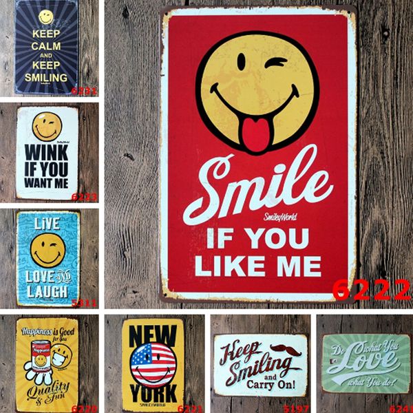 2019 Keep Calm Keep Smiling Funny Expression Vintage Metal Tin