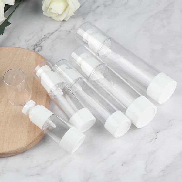 

1pcs plastic travel bottle refillable bottle transparent airless pump perfume vacuum spray 15ml/30ml/50ml/80ml/100ml