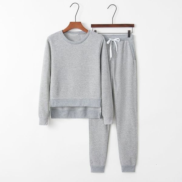 

womens tracksuit casual autumn winter sport sweatshirt trousers two-piece suit long sleeve crop pants women tracksuit #45, Gray