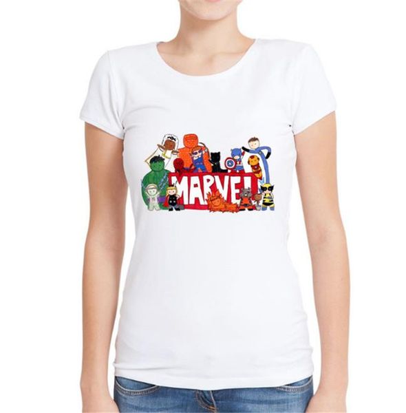 

Avengers Women Summer Modal Tshirts Crew Neck Carton Print Clothing Fashion Layering Basics Short Sleeve Apparel