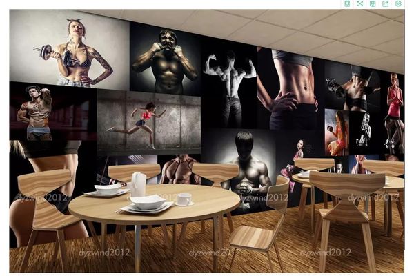 Индивидуальные 3D стерео спортивный зал фото обои фитнес красоты ресторан диван фон украшения стены papel де пареде