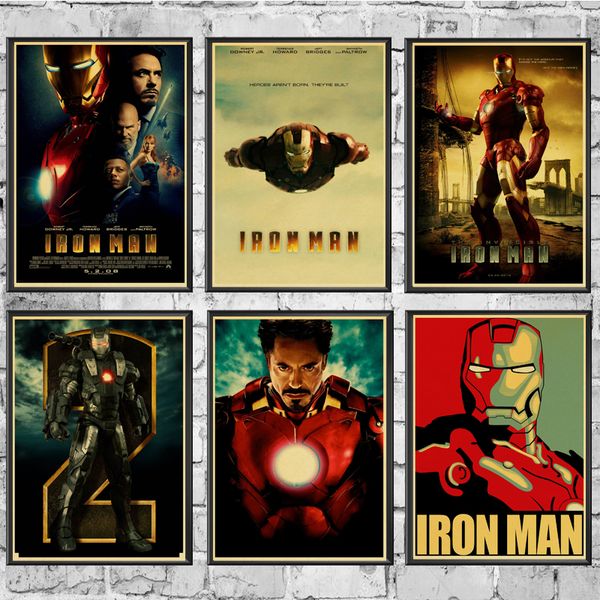 

marvel comics iron man poster good quality painting retroposter kraft paper for home bar wall decor/stickers