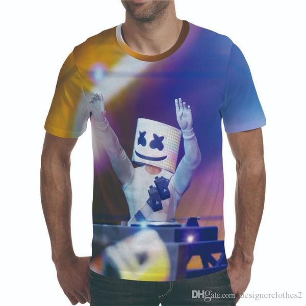 

dj marshmello 3d цифровой печать мужского tshits мода с коротким рукавом o шеи мультфильм пара топы мужской одежды, White;black