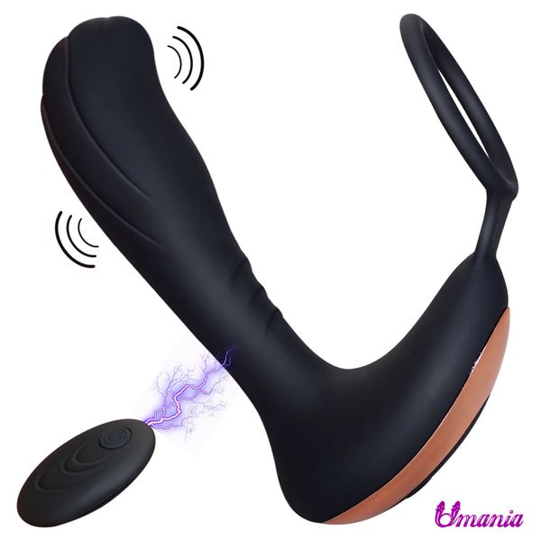 Nova Prostate Controle Remoto Massageador USB de carregamento com bunda Cock Ring plug anal vibrador Sex Toys por Homens Anal Prostata Y191028