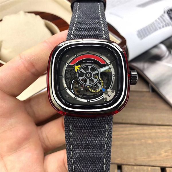 

limited edition luxury mens watches automatic men's square watch leather watchband men's friday wristwatch ing, Slivery;brown