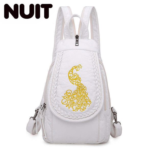 

2020 embroidery leather backpacks for girls small travel bagpack ladies sac a dos femme women leather backpacks new