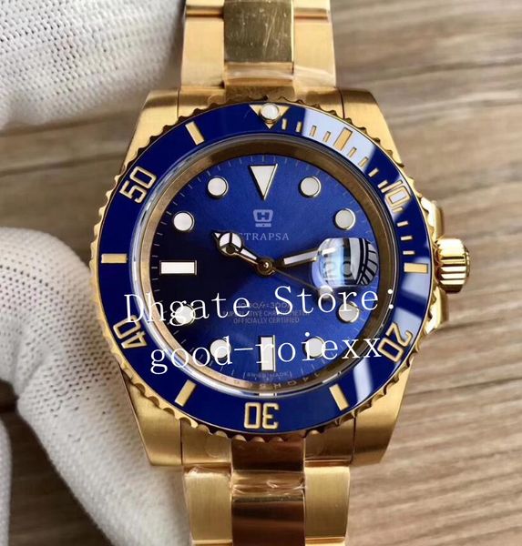 

Blue watch vr factory real wrapped 18k yellow gold never fade men automatic eta 2836 watche men date 116618 perpetual ub wri twatche, Slivery;brown