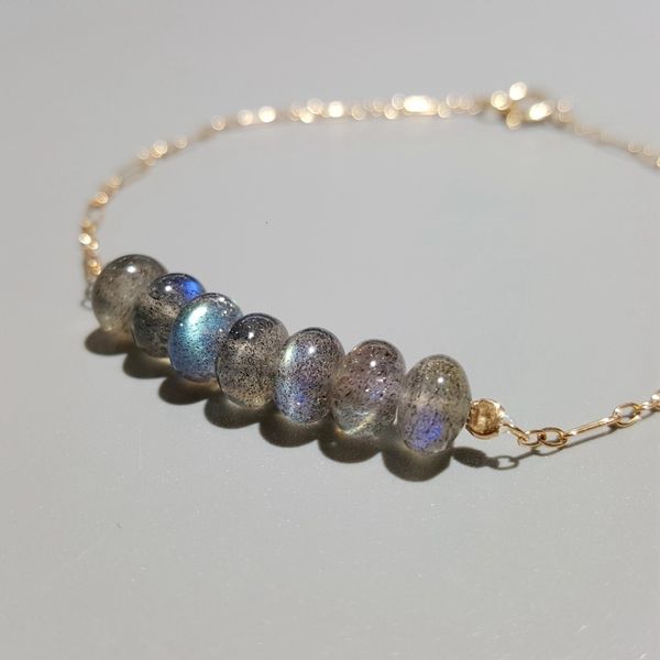 

lily jewelry aurora labradorite beads elegant chain link bracelet 925 sterling silver for women girl friend gift drop shipping, Golden;silver