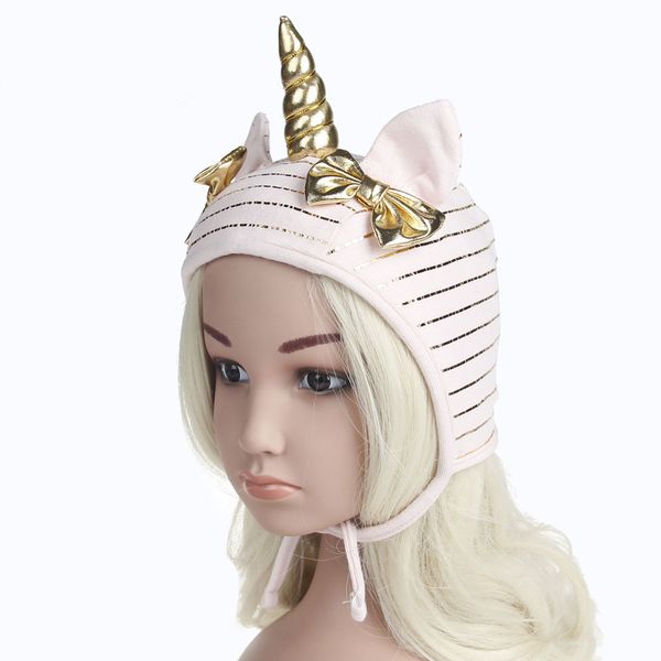 

1pcs 2018 kid skullies beanie hats cute soft children unicorn cosplay cap with handmade girls boys girls rabbit ears hat, Yellow