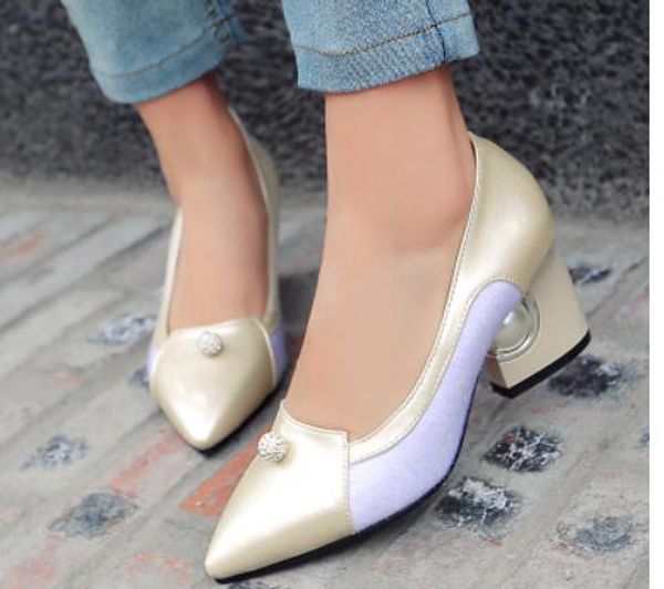 

2019 women's shoes in spring and autumn with new style high heel coarse heel pointed end water drill #198, Black