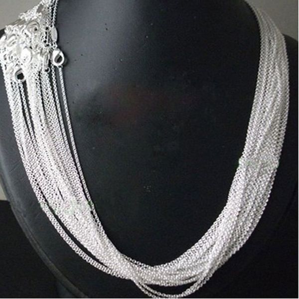 

wholesale price 50pcs/ lot bulk 925 stamped silver plated 1mm link rolo chains 16",18" ,20",22",24 inch,fashion women&#0