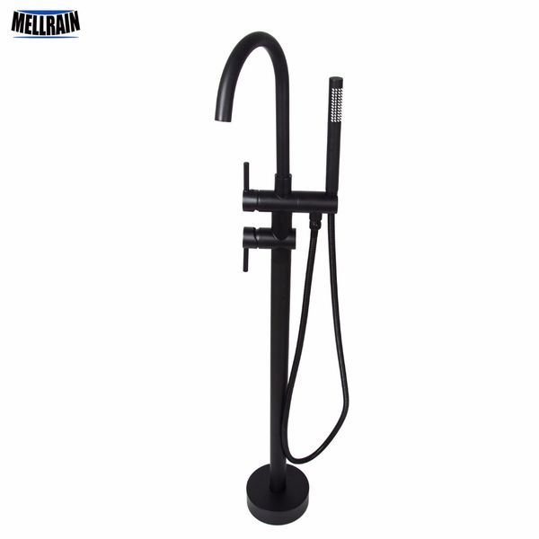 

black luxury bathroom floor stand shower faucet brass ground mounted bathtub mixer tap tub faucet set black