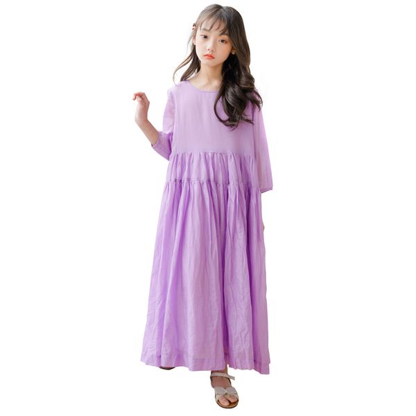 

китайский стиль длинных платьев возраст 4 - 16 yrs девочка-подростки просто сыпучая пляжной одежда 2020 осень зима большой девочка мусульман, Red;yellow